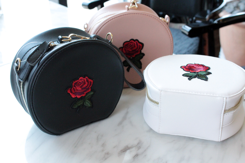 New Rose embroidered Tambourine mini cross back 3c