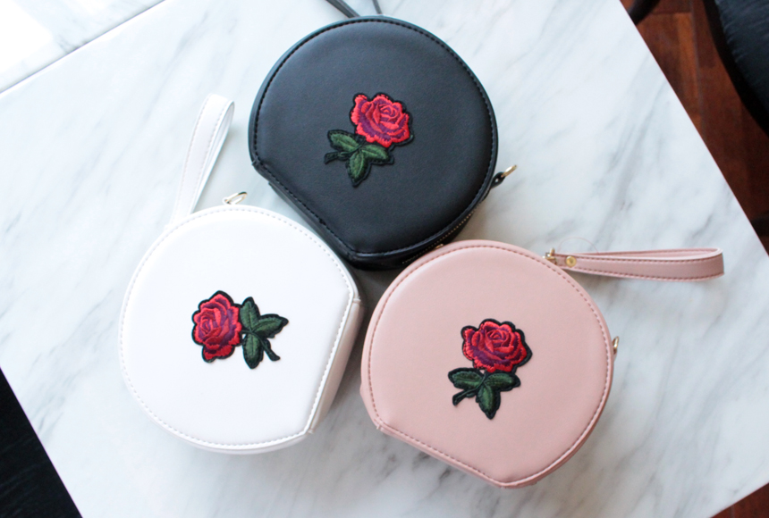 New Rose embroidered Tambourine mini cross back 3c