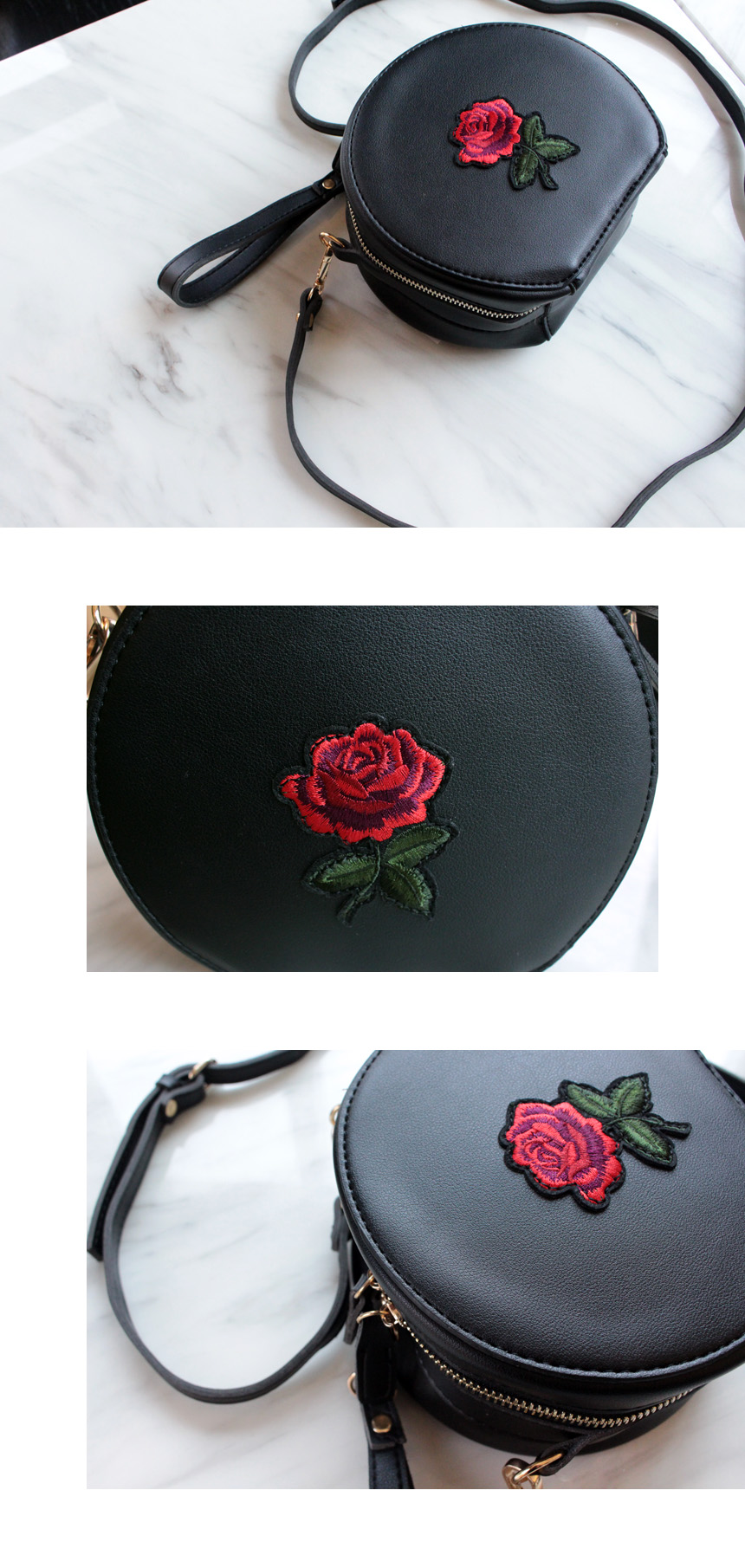 New Rose embroidered Tambourine mini cross back 3c