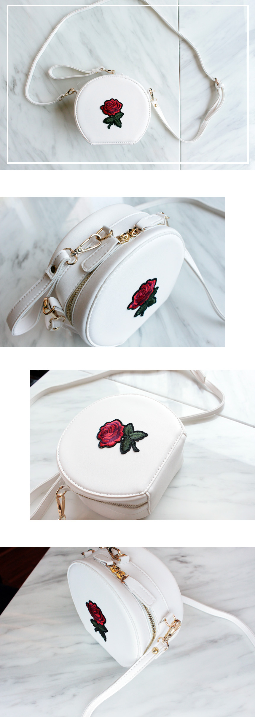 New Rose embroidered Tambourine mini cross back 3c