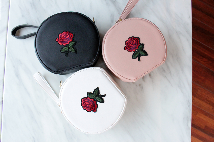 New Rose embroidered Tambourine mini cross back 3c