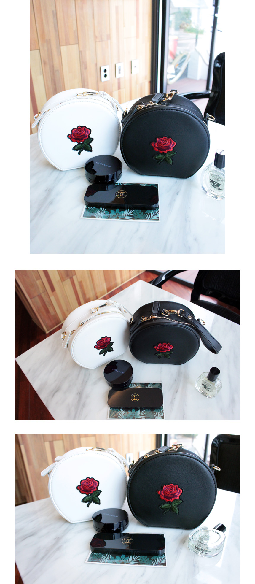 New Rose embroidered Tambourine mini cross back 3c