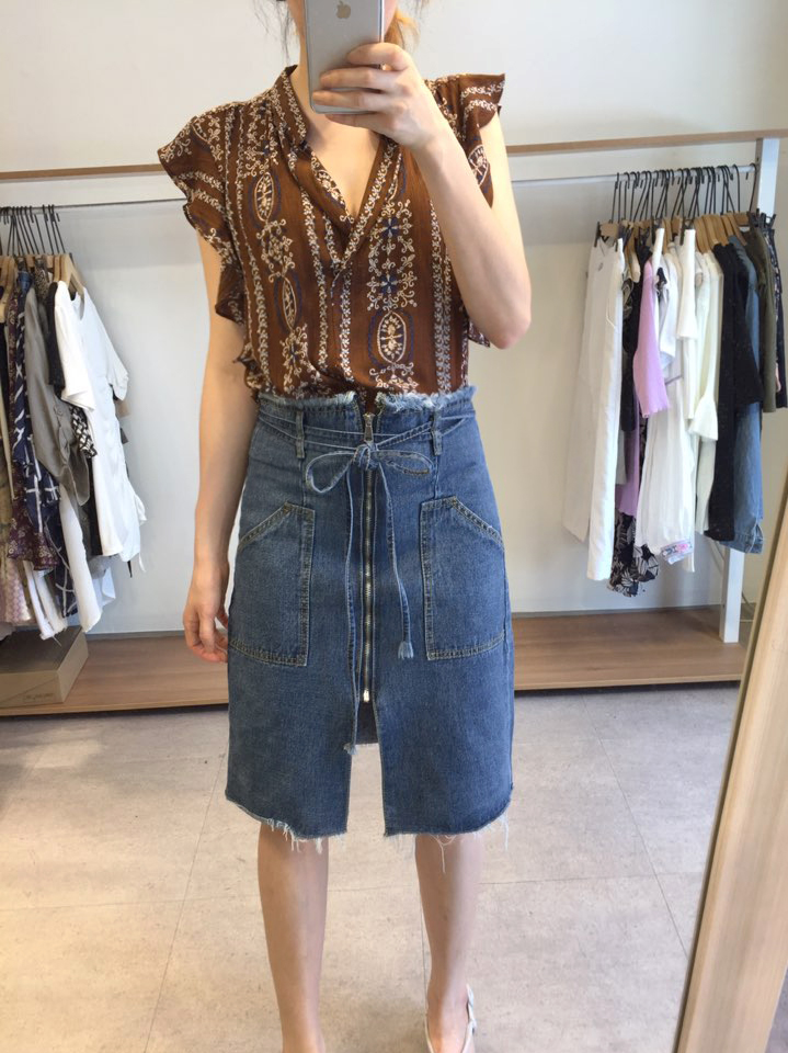 Denim Skirt Ribbon straps Zipper Cheeky Pretty you