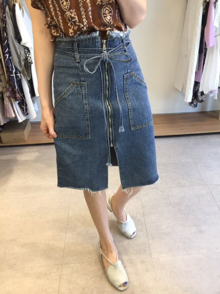 Denim Skirt Ribbon straps Zipper Cheeky Pretty you