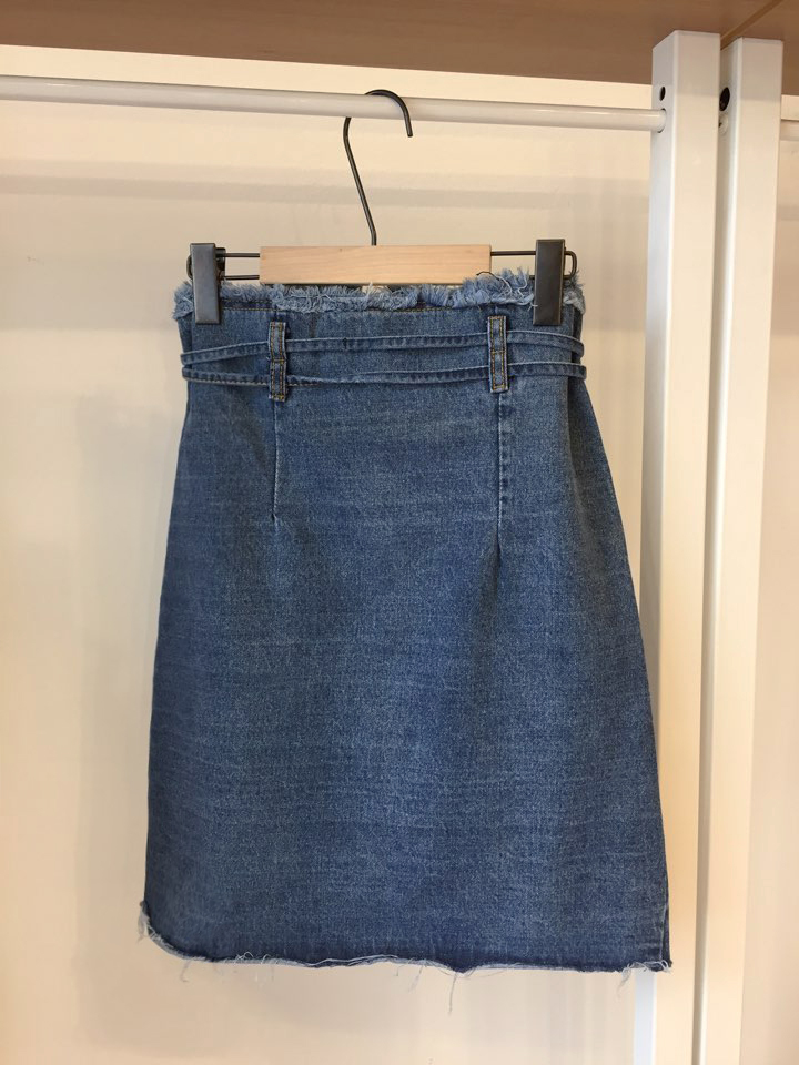 Denim Skirt Ribbon straps Zipper Cheeky Pretty you