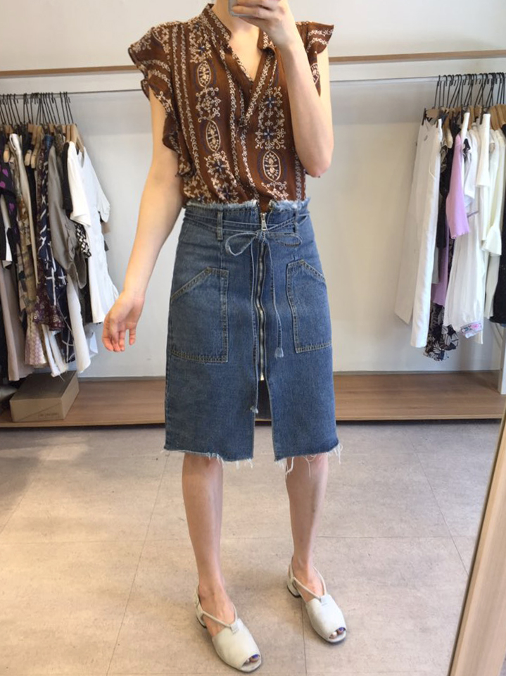 Denim Skirt Ribbon straps Zipper Cheeky Pretty you