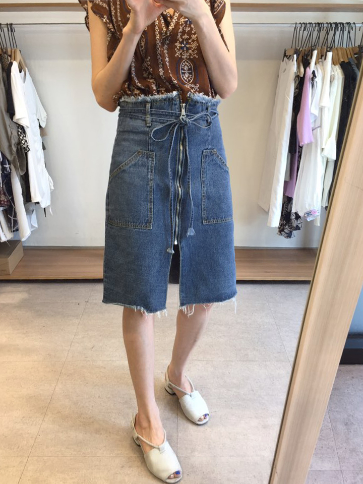 Denim Skirt Ribbon straps Zipper Cheeky Pretty you