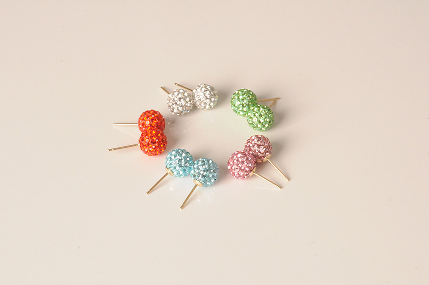 Mirror Ball Cubic Earring 14k 14K Ball Clay Ball S