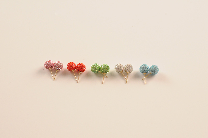 Mirror Ball Cubic Earring 14k 14K Ball Clay Ball S