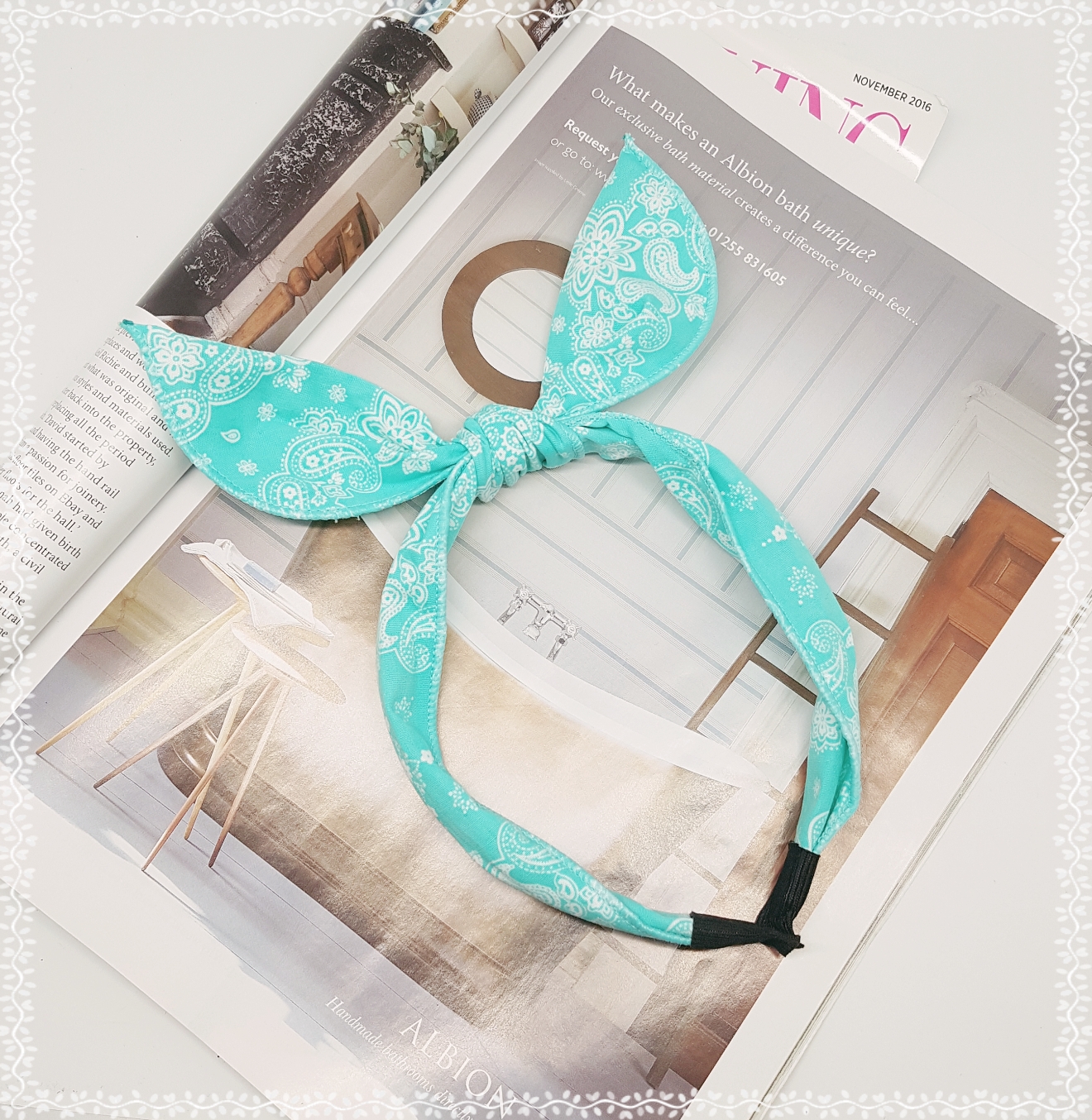 New Wire Ribbon Hair Band Bandana Headband Girls W