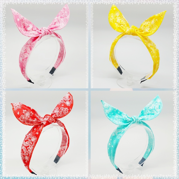 New Wire Ribbon Hair Band Bandana Headband Girls W