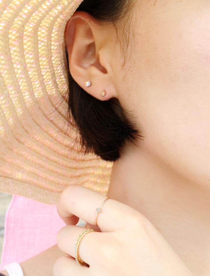 tiny rough diamond 14k earrings - black, olive gre