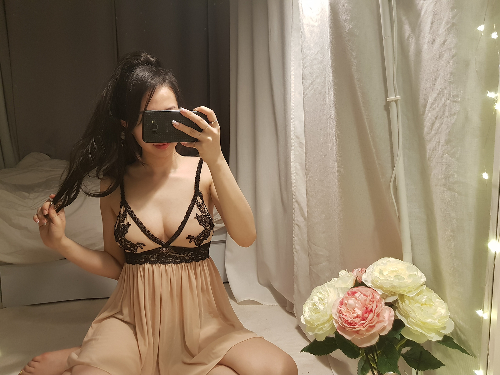 Sylvian flower sexy slip tea panties set Newlyweds