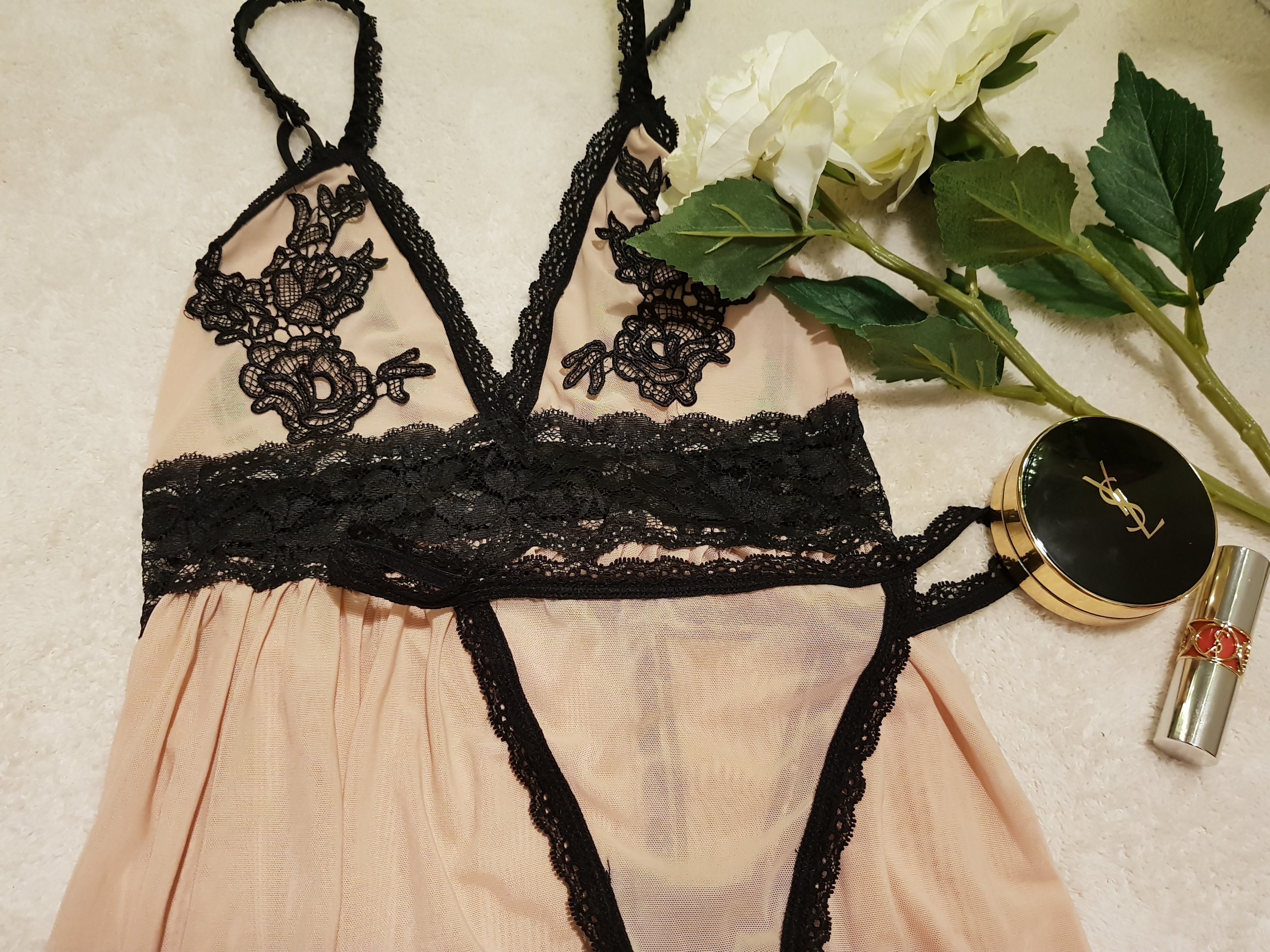 Sylvian flower sexy slip tea panties set Newlyweds