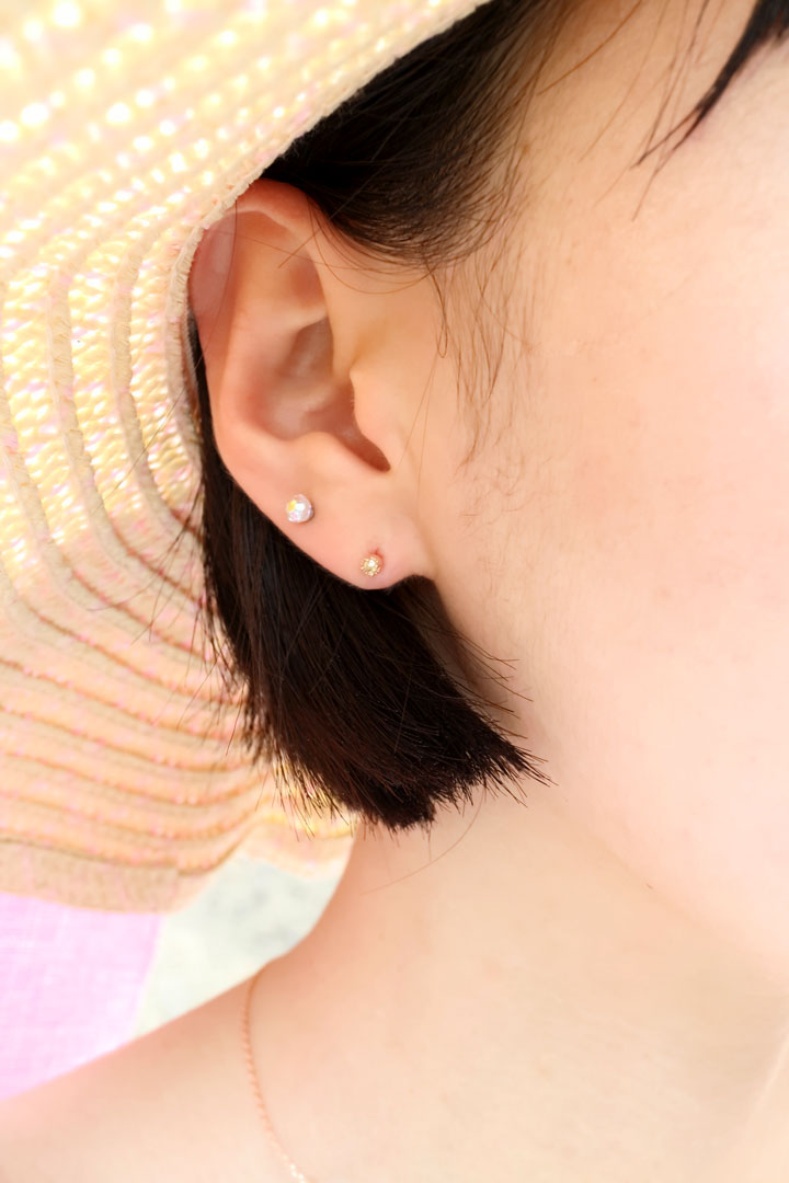 tiny rough diamond 14k earrings - black, olive gre