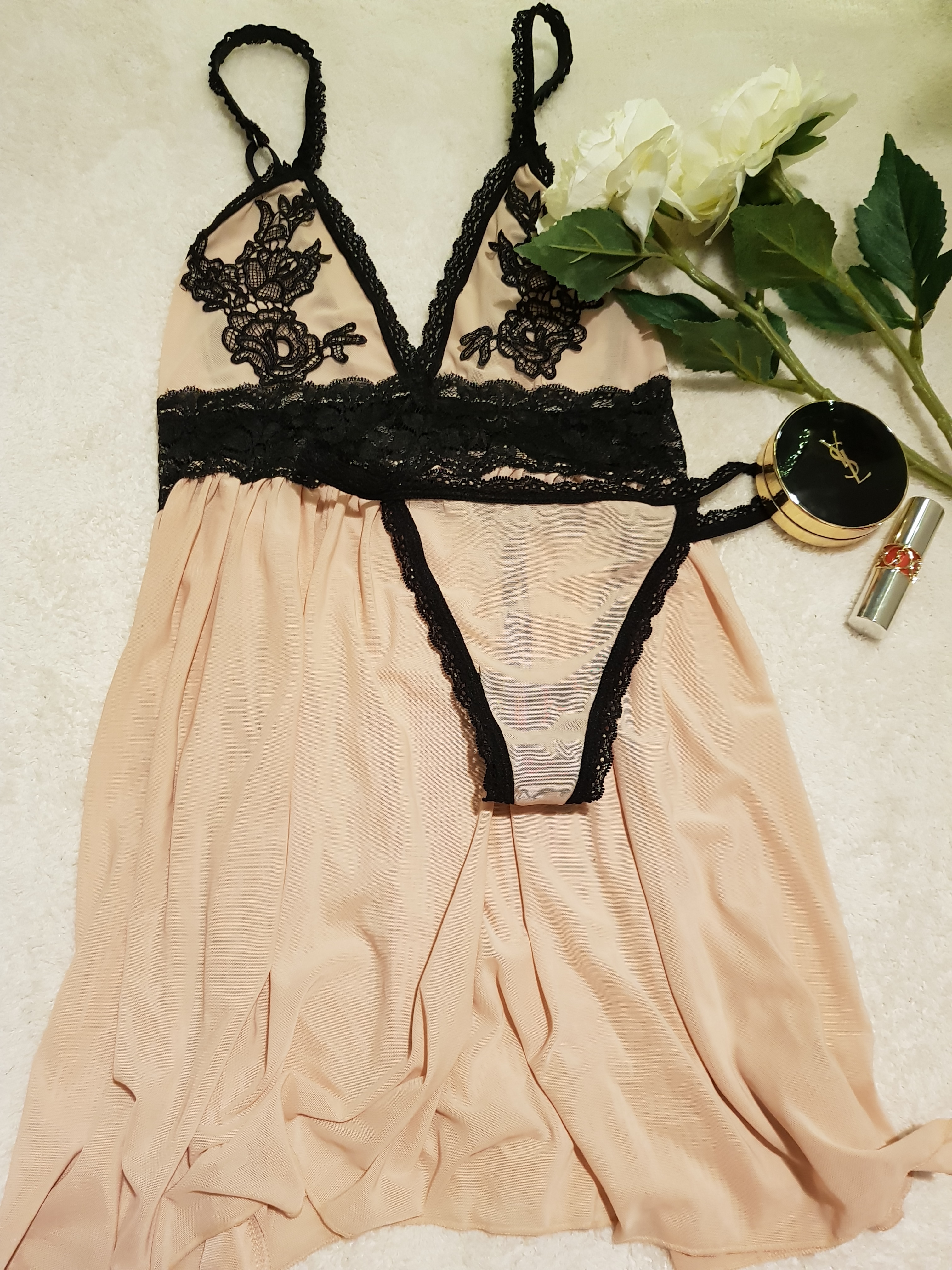 Sylvian flower sexy slip tea panties set Newlyweds