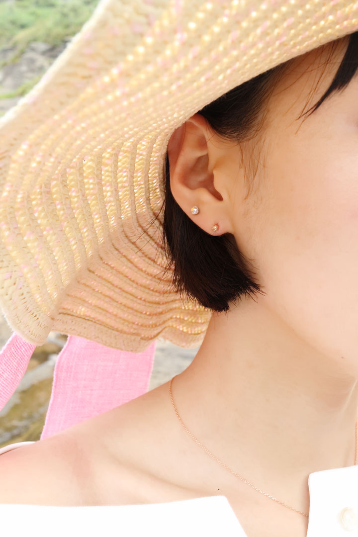 tiny rough diamond 14k earrings - black, olive gre