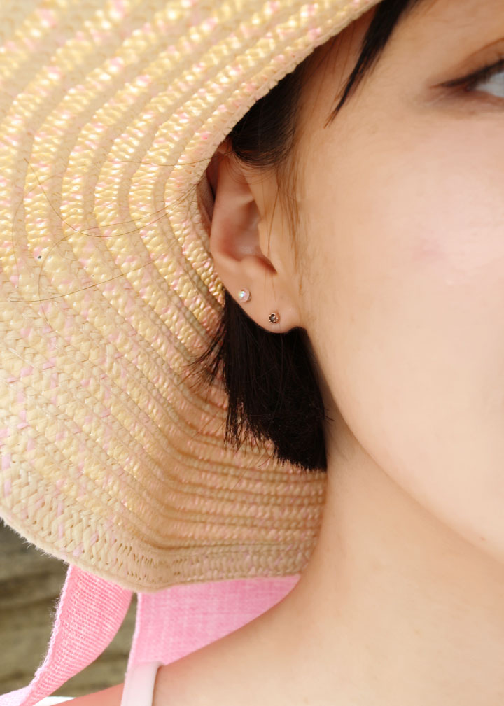 tiny rough diamond 14k earrings - black, olive gre