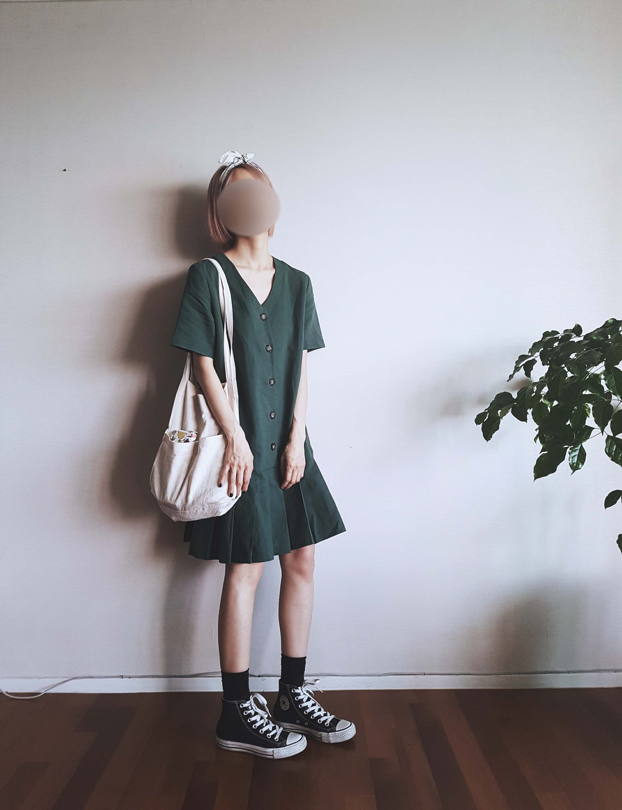 Green to Pocket Plain Linen Eco Bag Navy Pitch Pin