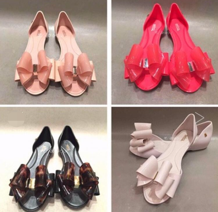 NEW WOMEN JELLY SHOES Melissa open-toe ribbon jell