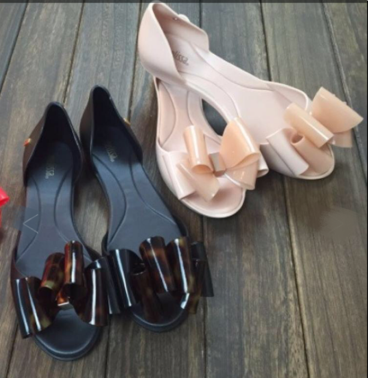 NEW WOMEN JELLY SHOES Melissa open-toe ribbon jell