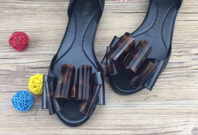 NEW WOMEN JELLY SHOES Melissa open-toe ribbon jell