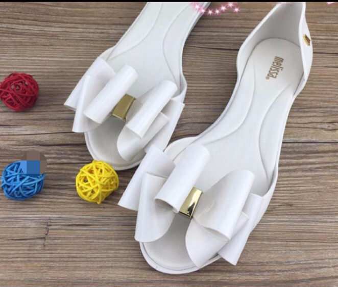 NEW WOMEN JELLY SHOES Melissa open-toe ribbon jell