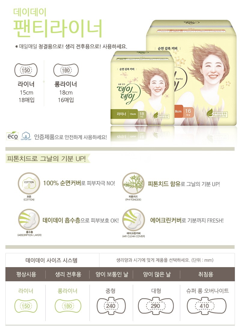 Five kinds of day napkins containing phytoncide