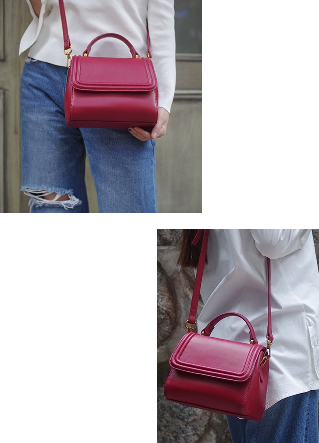 New Cowhide Volume Mini Back Square Cross Bag - NJ