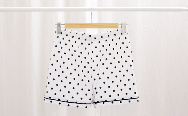 New White dot short-sleeved pajamas set pajamas su