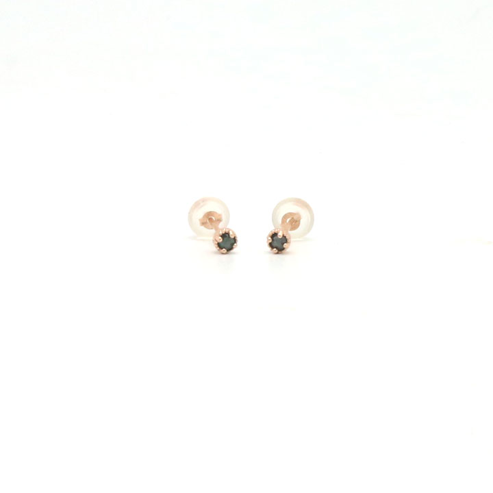 tiny rough diamond 14k earrings - black, olive gre