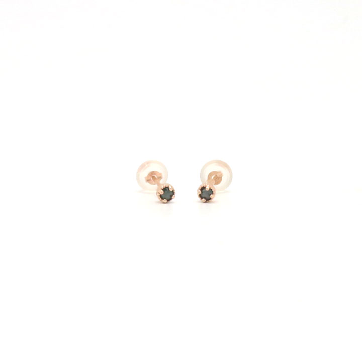 tiny rough diamond 14k earrings - black, olive gre