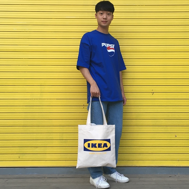 Unisex Eco Bag Back Print Man Woman Street Simple 