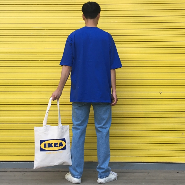 Unisex Eco Bag Back Print Man Woman Street Simple 