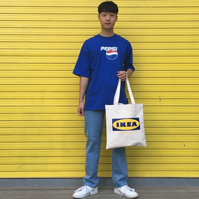 Unisex Eco Bag Back Print Man Woman Street Simple 