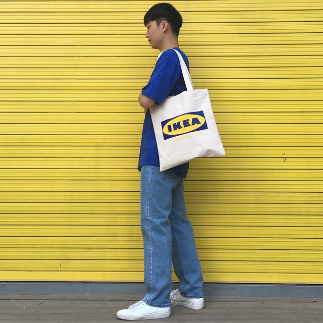 Unisex Eco Bag Back Print Man Woman Street Simple 