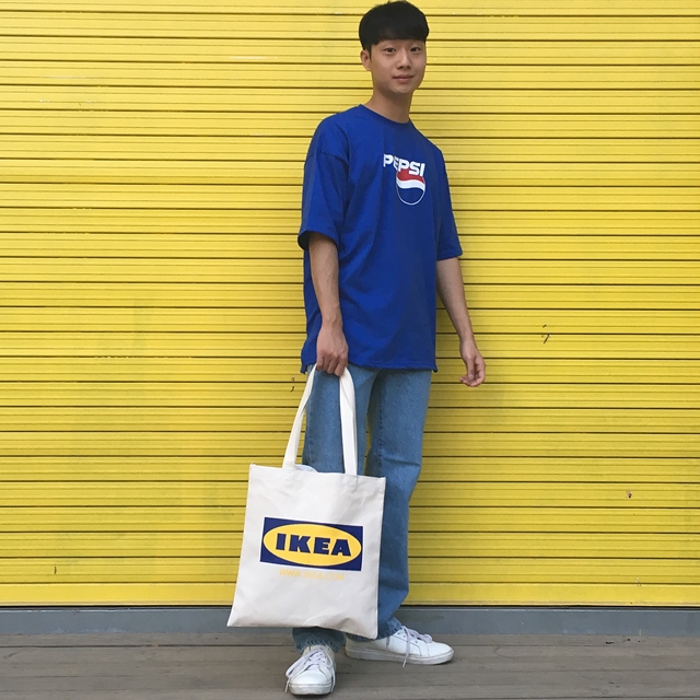 Unisex Eco Bag Back Print Man Woman Street Simple 