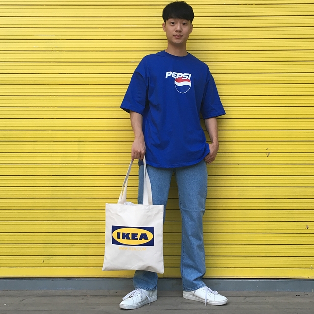 Unisex Eco Bag Back Print Man Woman Street Simple 