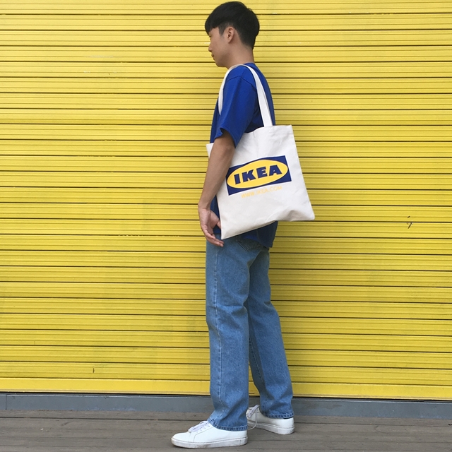 Unisex Eco Bag Back Print Man Woman Street Simple 