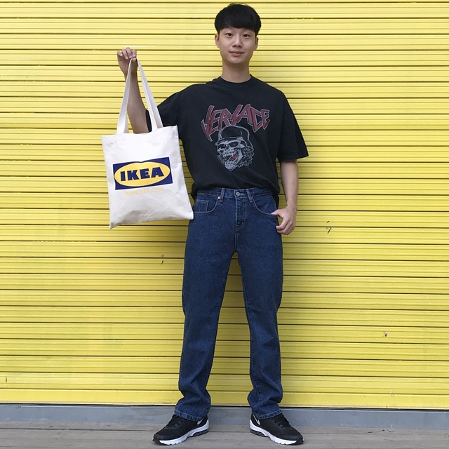 Unisex Eco Bag Back Print Man Woman Street Simple 