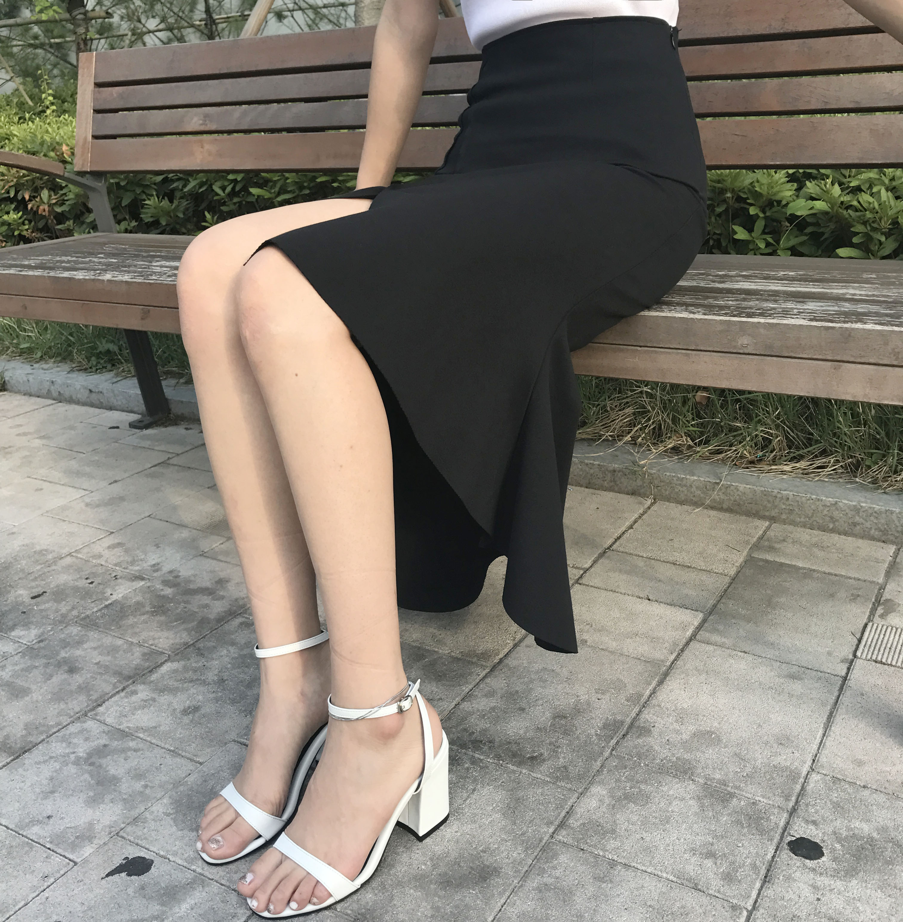 Cutting mermaid long skirt 3color unconventional g