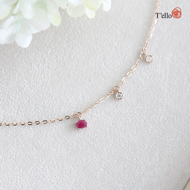 New Ruby Gemstone 18K Anklets 14th Birthstone Mont