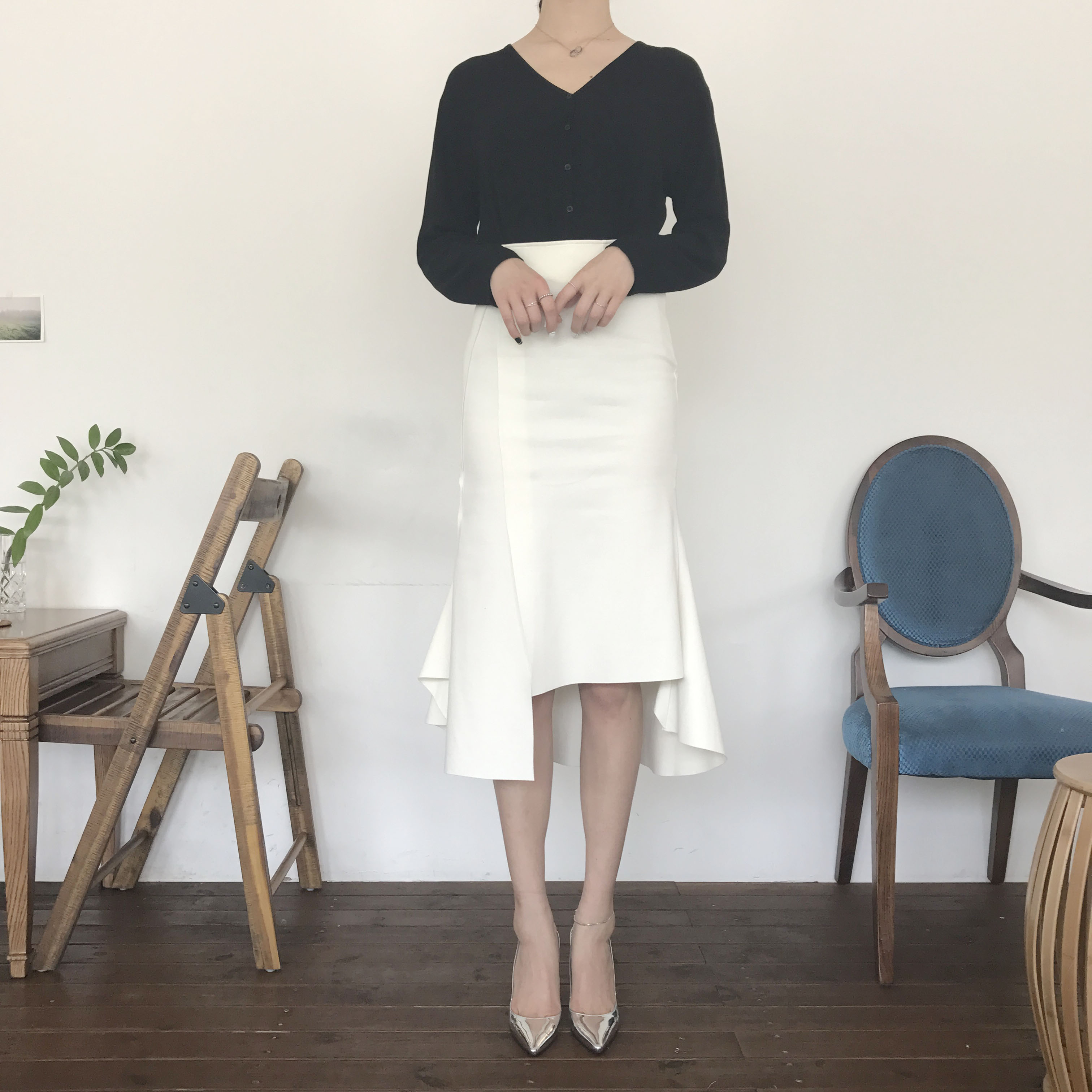 Cutting mermaid long skirt 3color unconventional g