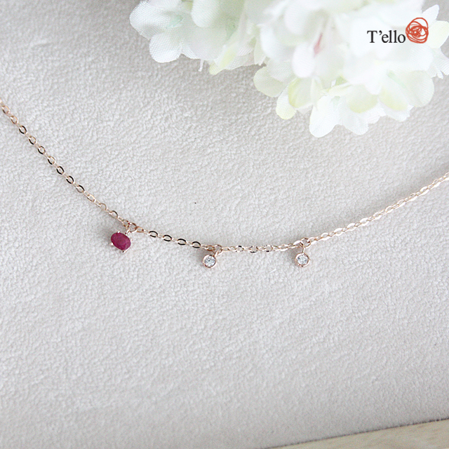 New Ruby Gemstone 18K Anklets 14th Birthstone Mont