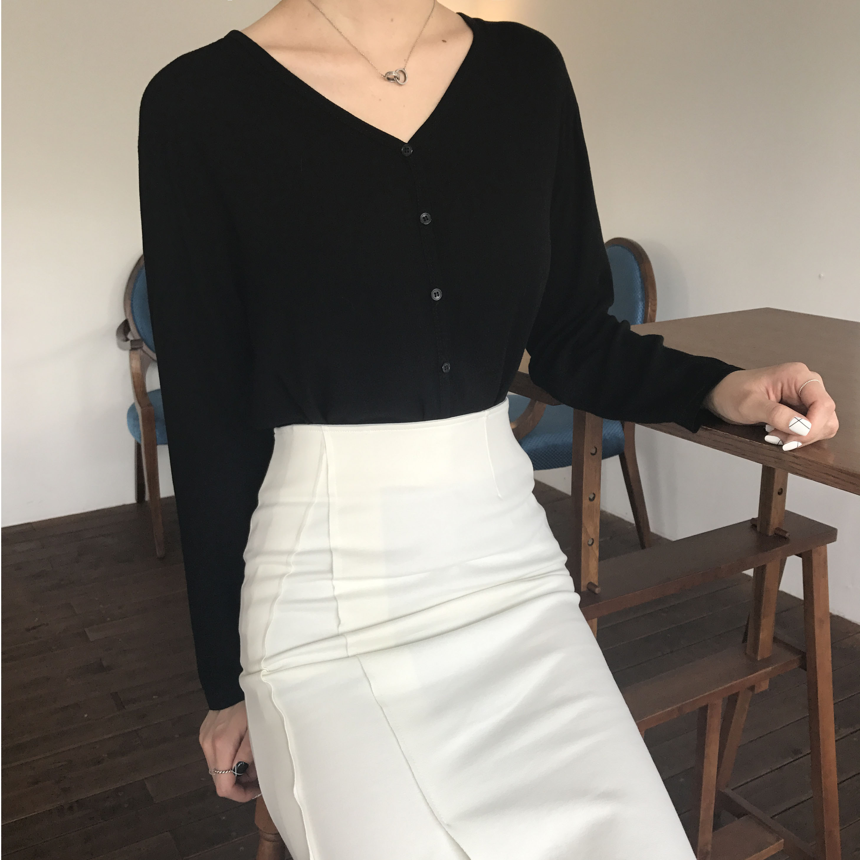 Cutting mermaid long skirt 3color unconventional g