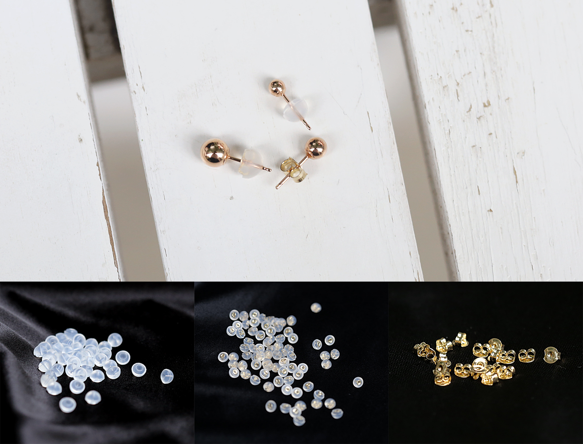 18k Bead Earrings Yellow Gold Pink 14K Ballpoint C