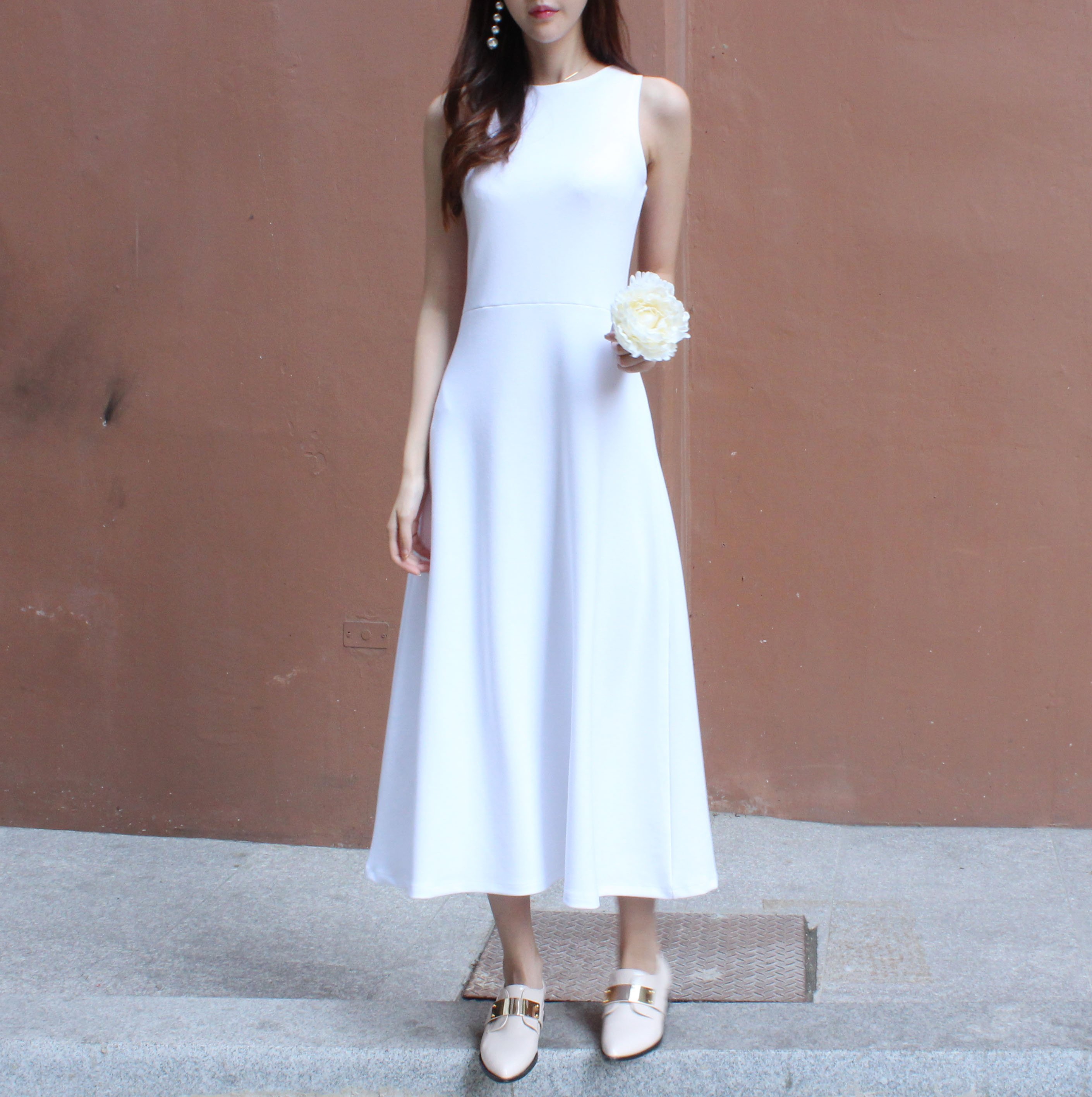 NEW FASHION LADY GIRL DRESS Navy Flare Long Dress 