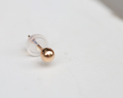 18k Bead Earrings Yellow Gold Pink 14K Ballpoint C