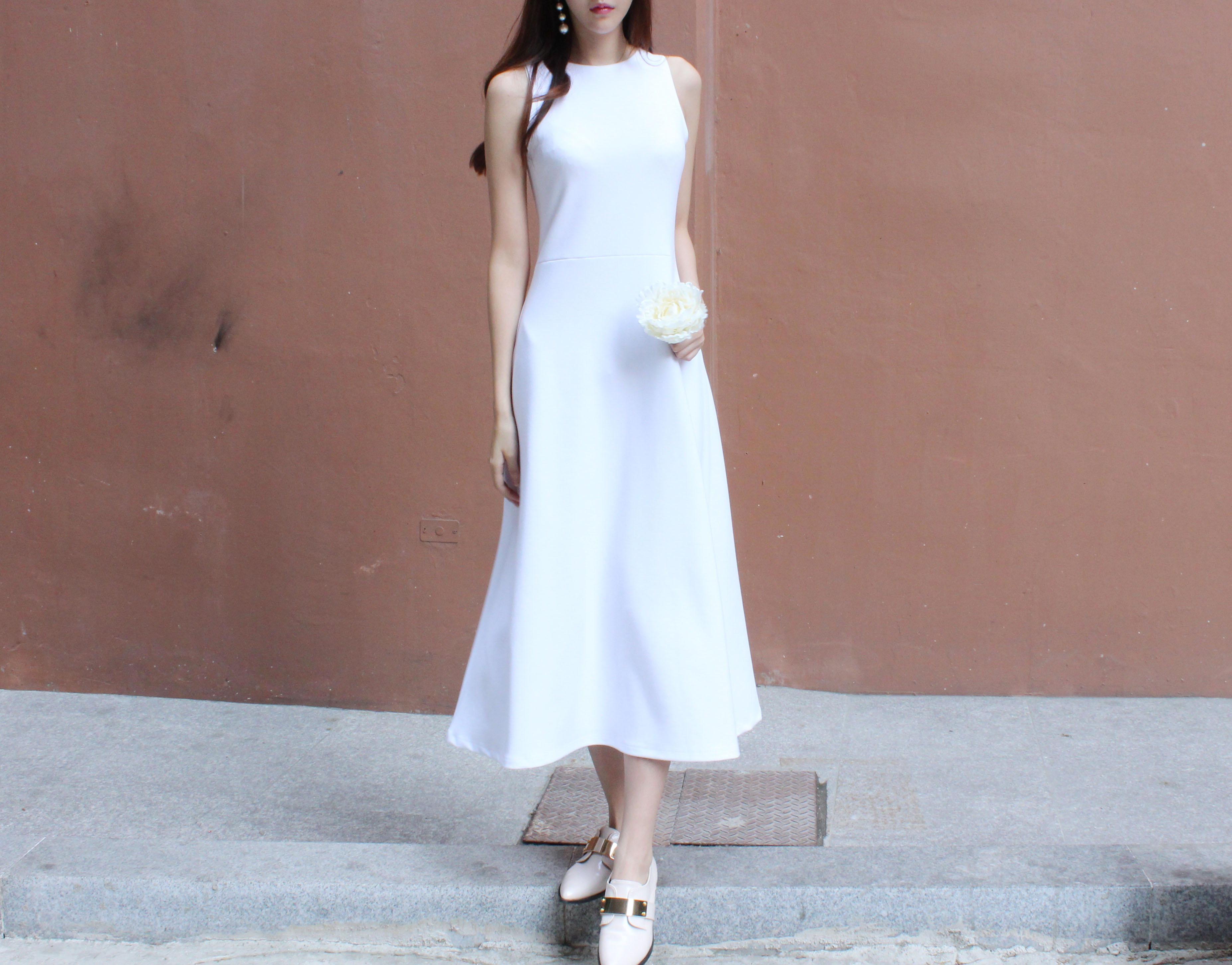 NEW FASHION LADY GIRL DRESS Navy Flare Long Dress 