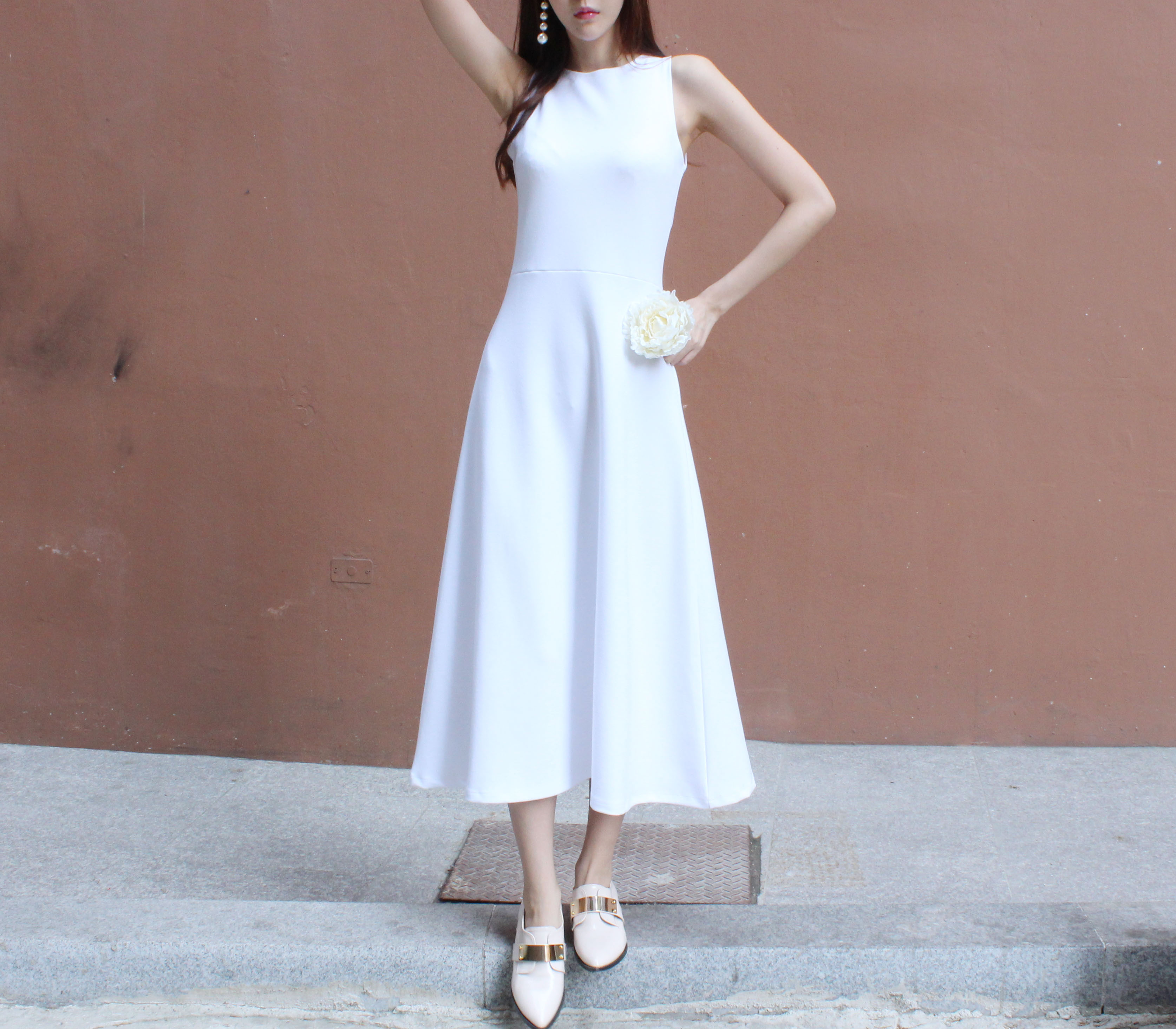 NEW FASHION LADY GIRL DRESS Navy Flare Long Dress 